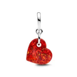 PandoraCharm Pendant Cœur Rouge Opalescent