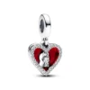 PandoraCharm Pendant Double Cœur Rouge et Serrure