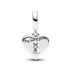 PandoraCharm Pendant Double Cœur Rouge et Serrure