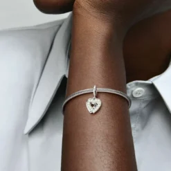 PandoraCharm Pendant Double Cœur Blanc Nacré - Pandora Moments