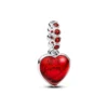 PandoraCharm Pendant Double Cœur Murano Rouge