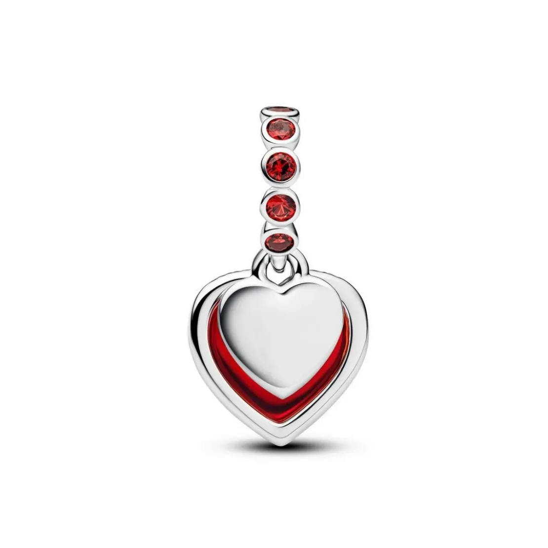 PandoraCharm Pendant Double Cœur Murano Rouge