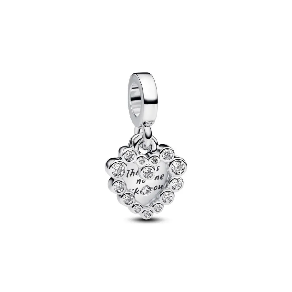 PandoraCharm Pendant Double Cœur Scintillant Argent