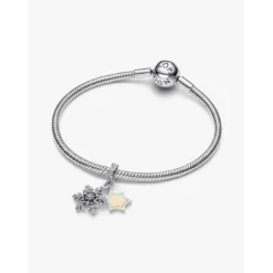 PandoraCharm Pendant Double Flocon de Neige Opalescent