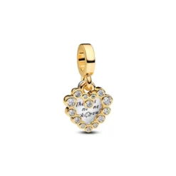 PandoraCharm Pendant Double Cœur Scintillant Doré