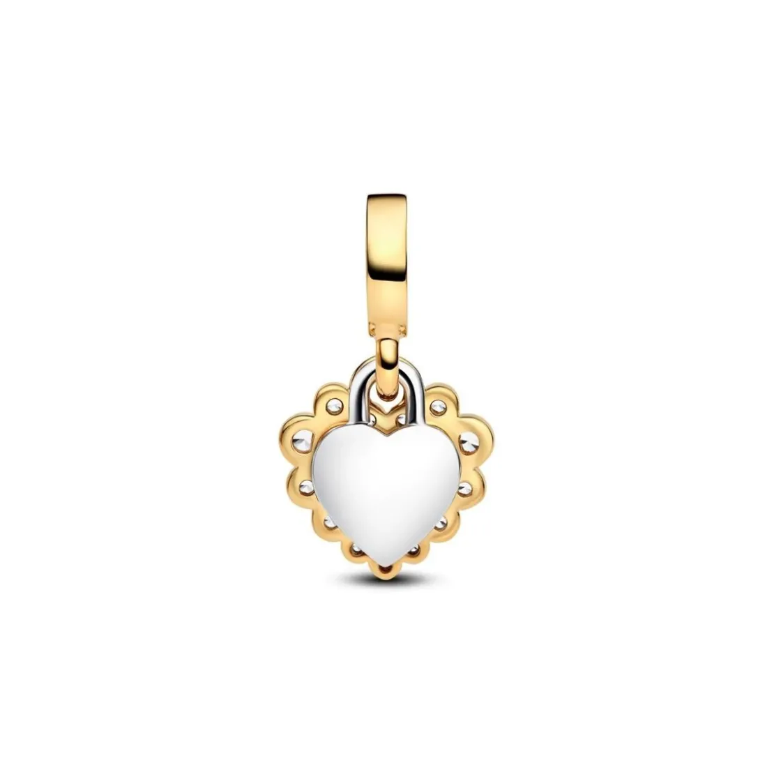 PandoraCharm Pendant Double Cœur Scintillant Doré