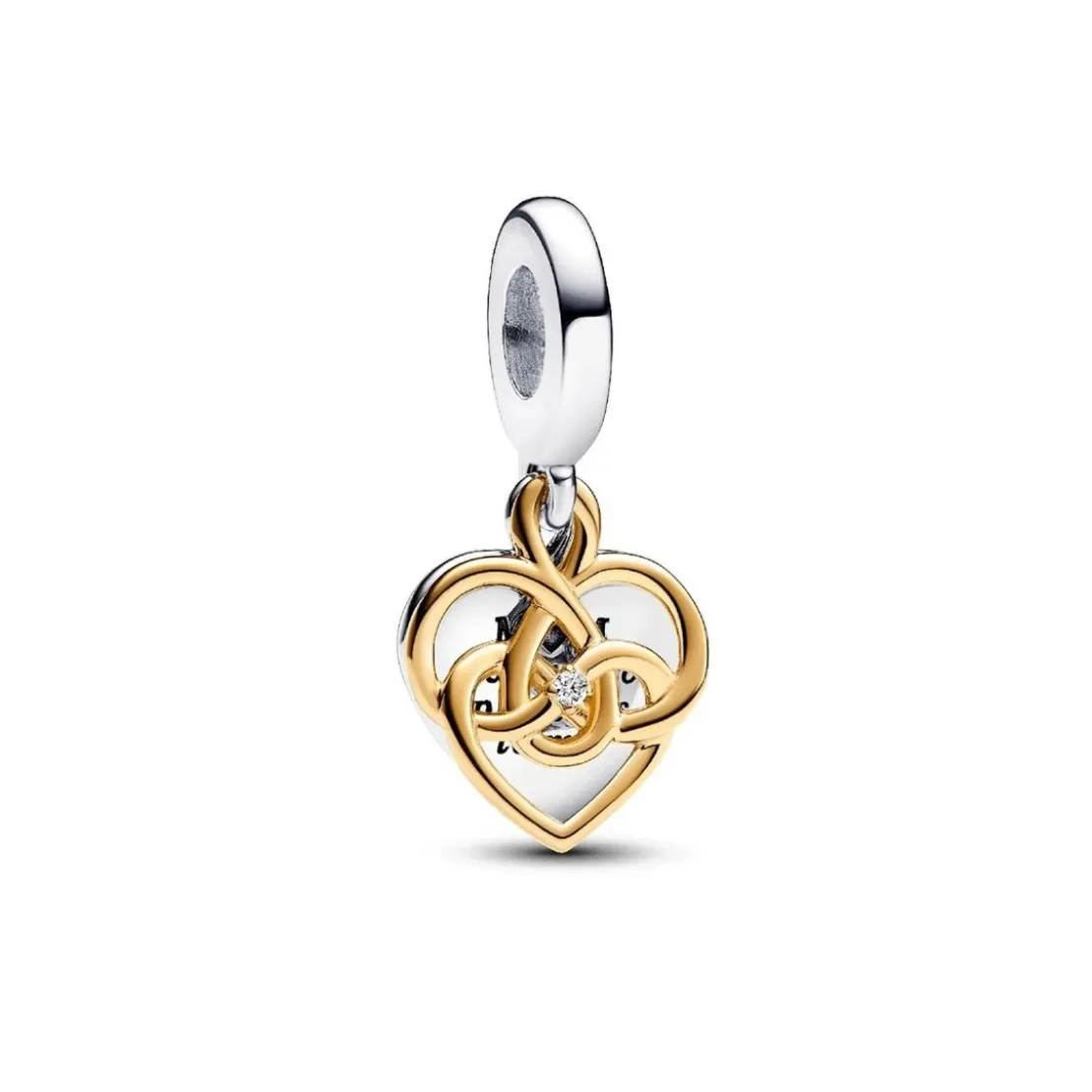 PandoraCharm Pendant Double Maman Gravable Diamant de Synthèse