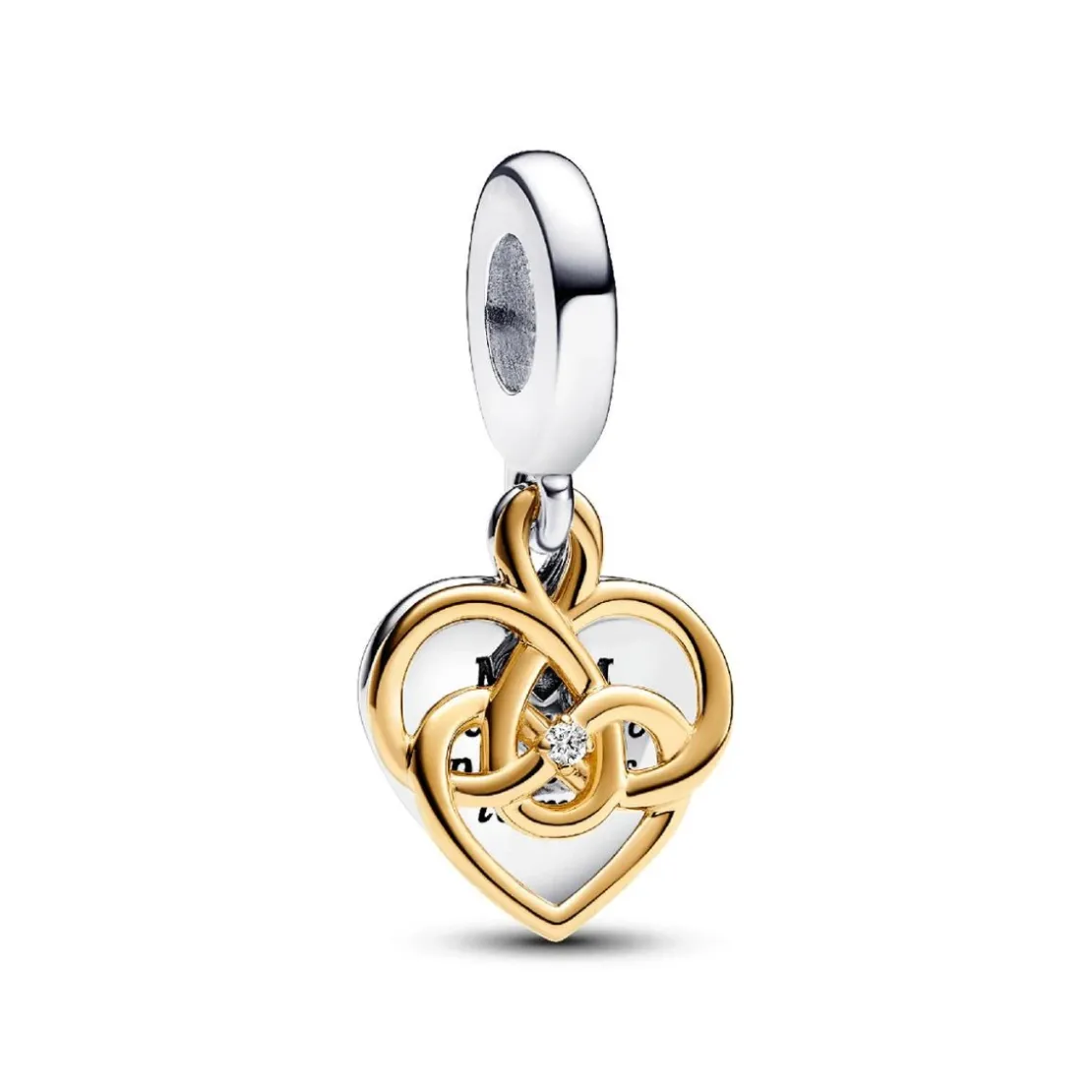 PandoraCharm Pendant Double Maman Gravable Diamant de Synthèse