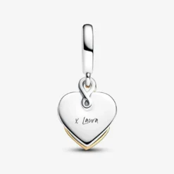 PandoraCharm Pendant Double Maman Gravable Diamant de Synthèse