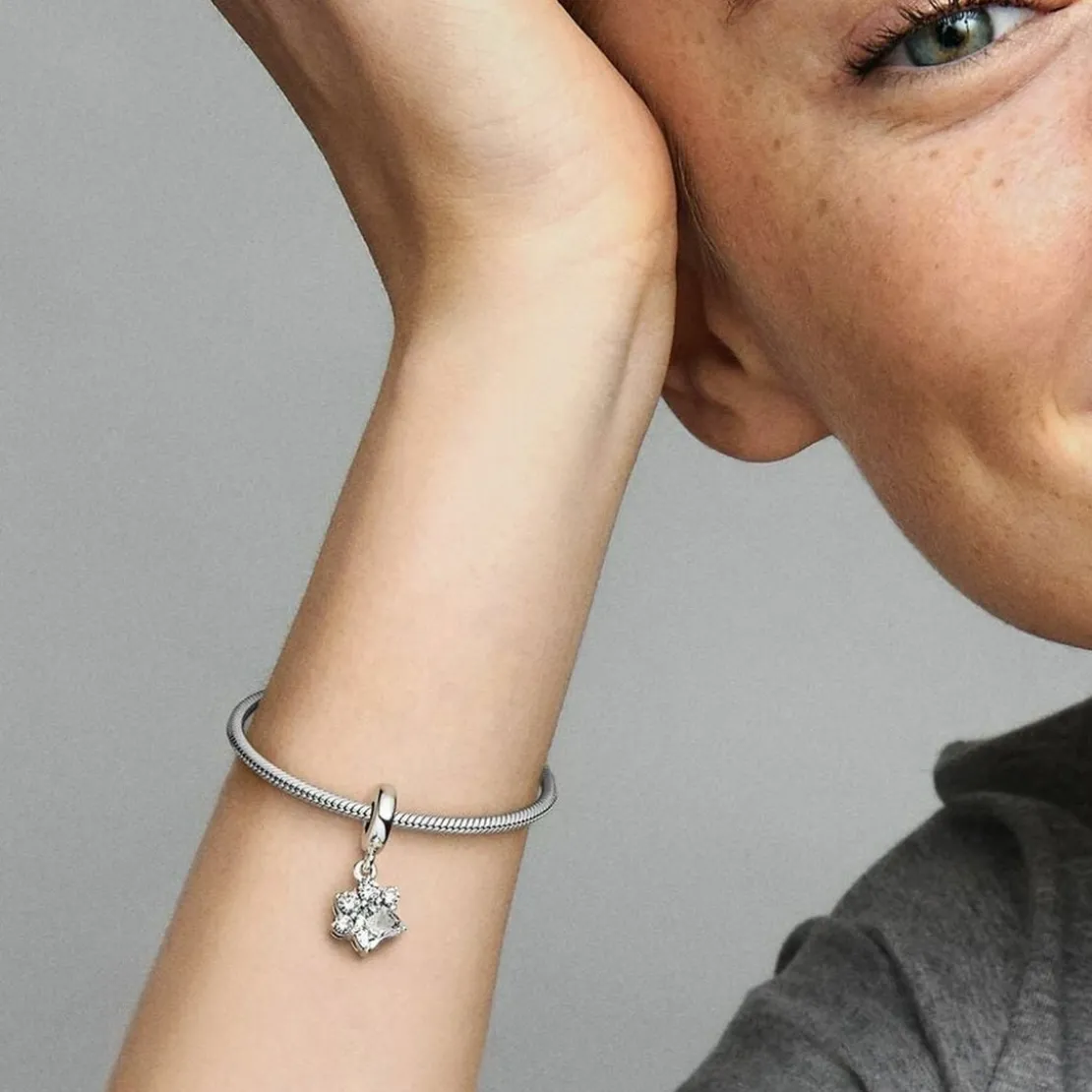 PandoraCharm Pendant Empreinte de Patte Scintillante Argenté