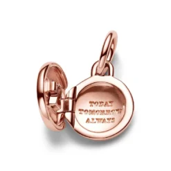 PandoraCharm Pendant Médaillon Amour Ouvrable et Gravable Doré Rose