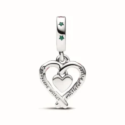 PandoraCharm Pendant Noël Double Cœur en Sucre d’Orge - Pandora Moments