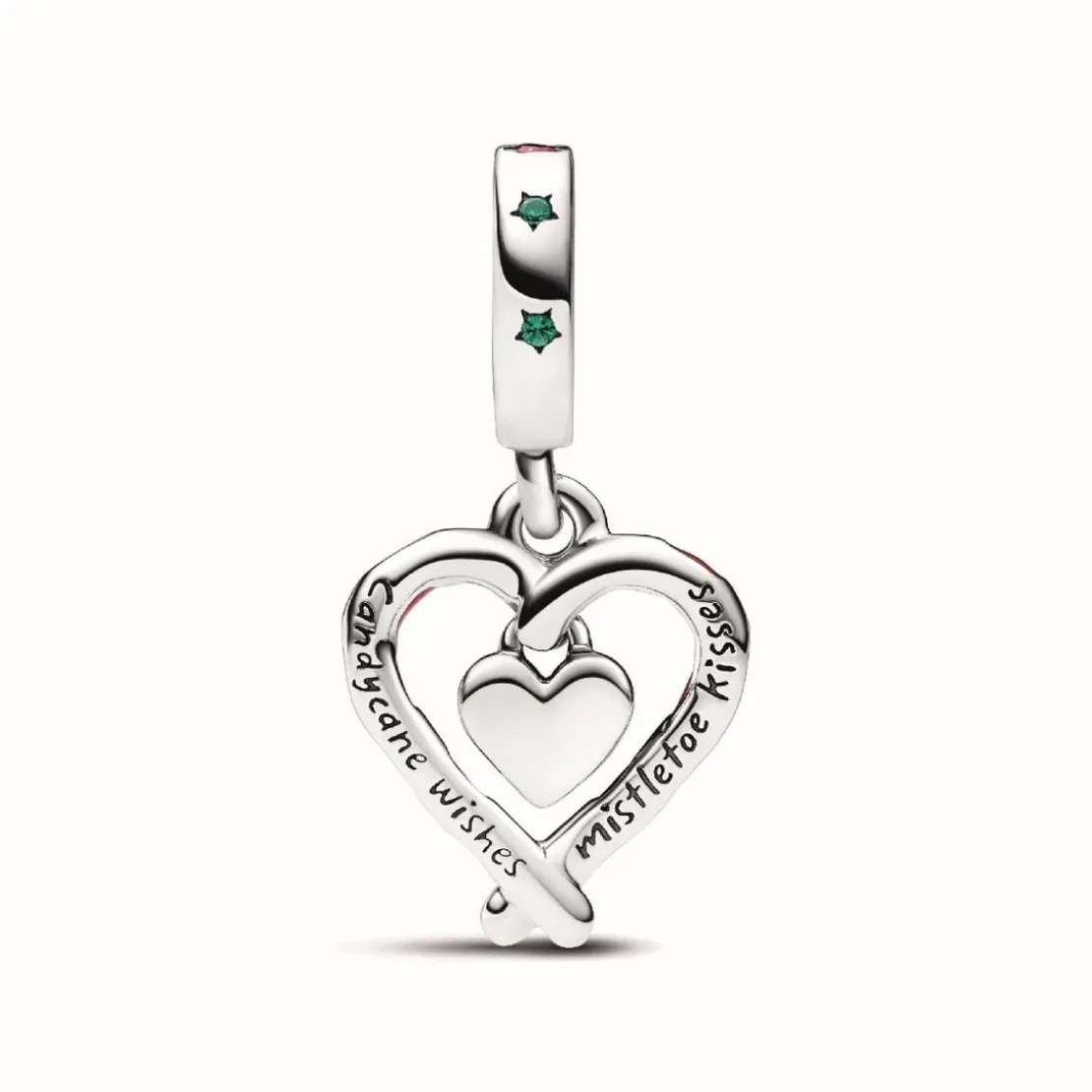 PandoraCharm Pendant Noël Double Cœur en Sucre d’Orge - Pandora Moments