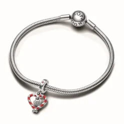 PandoraCharm Pendant Noël Double Cœur en Sucre d’Orge - Pandora Moments