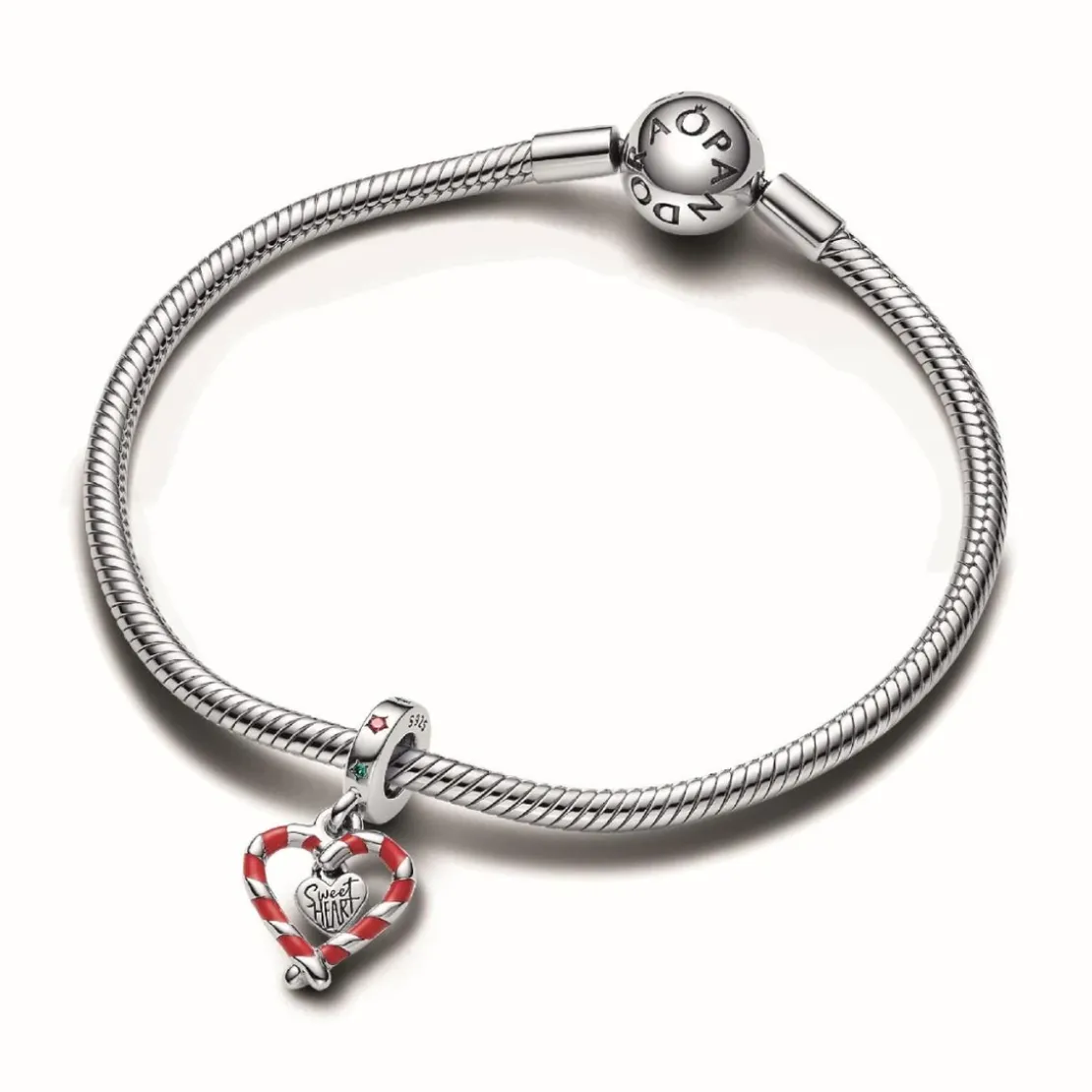 PandoraCharm Pendant Noël Double Cœur en Sucre d’Orge - Pandora Moments