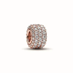 PandoraCharm Triple Rang Pavé Scintillant - Pandora MomentsDoré Rose