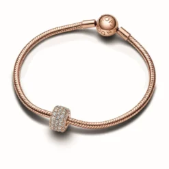 PandoraCharm Triple Rang Pavé Scintillant - Pandora MomentsDoré Rose