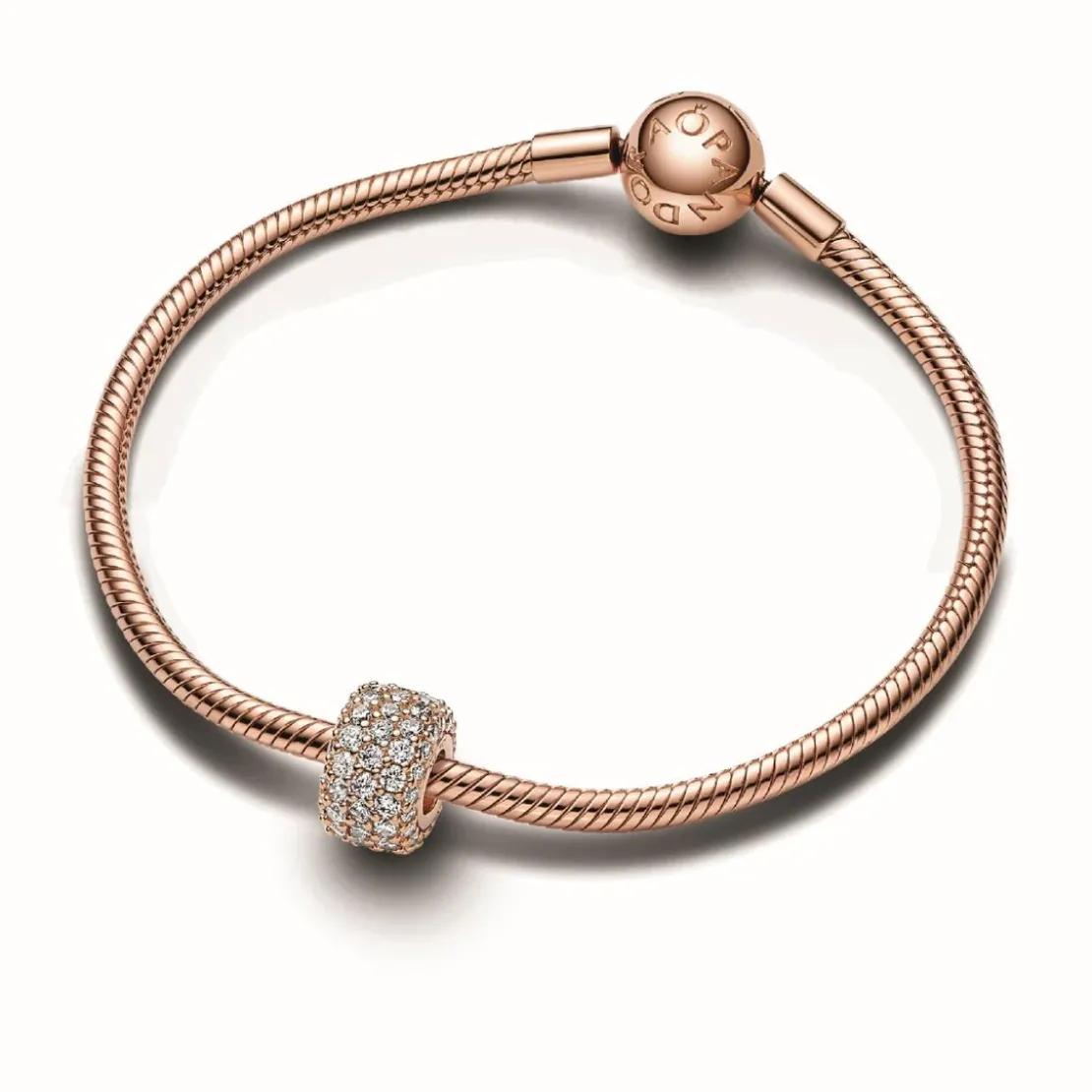 PandoraCharm Triple Rang Pavé Scintillant - Pandora MomentsDoré Rose