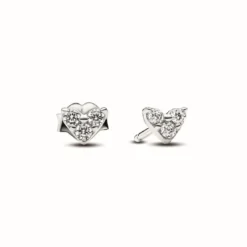 PandoraClous d’Oreilles Cœur Trois Pierres - Pandora TimelessArgent