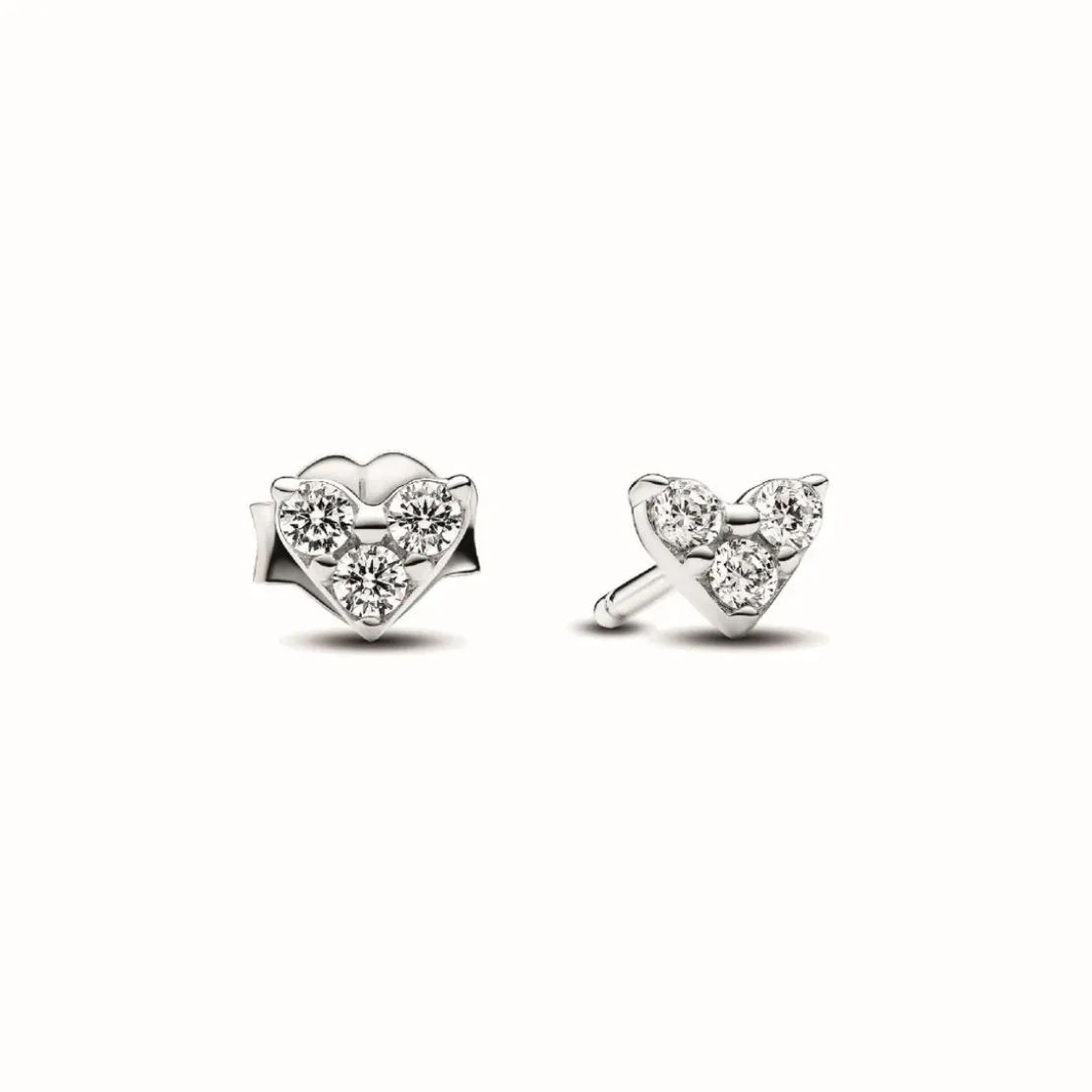 PandoraClous d’Oreilles Cœur Trois Pierres - Pandora TimelessArgent
