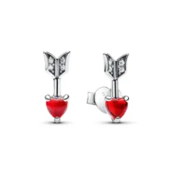 PandoraClous d’Oreilles Flèche & Cœur en Verre de Murano