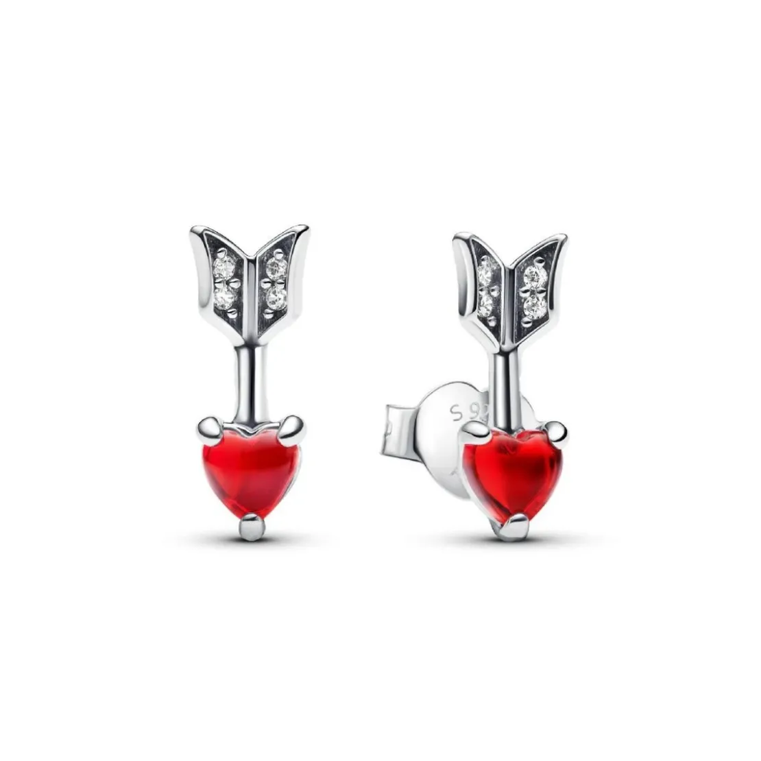 PandoraClous d’Oreilles Flèche & Cœur en Verre de Murano