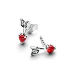 PandoraClous d’Oreilles Flèche & Cœur en Verre de Murano