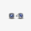 PandoraClous d’Oreilles Halo Bleu Carré Scintillant