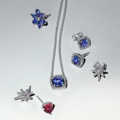 PandoraClous d’Oreilles Halo Bleu Carré Scintillant