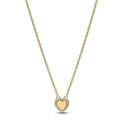 PandoraCollier Cœur Halo Gravable Doré