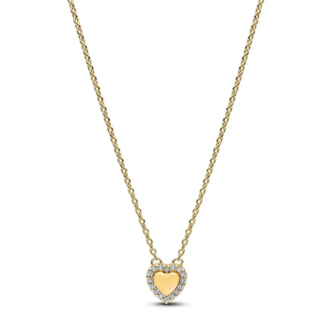 PandoraCollier Cœur Halo Gravable Doré