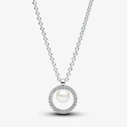 PandoraCollier femme argent sterling avec perle blanche et zircone Pandora Timeless