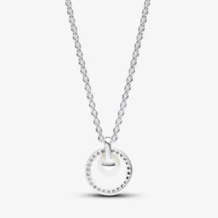 PandoraCollier femme argent sterling avec perle blanche et zircone Pandora Timeless