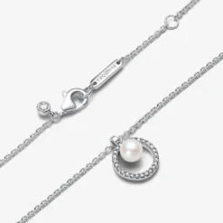 PandoraCollier femme argent sterling avec perle blanche et zircone Pandora Timeless