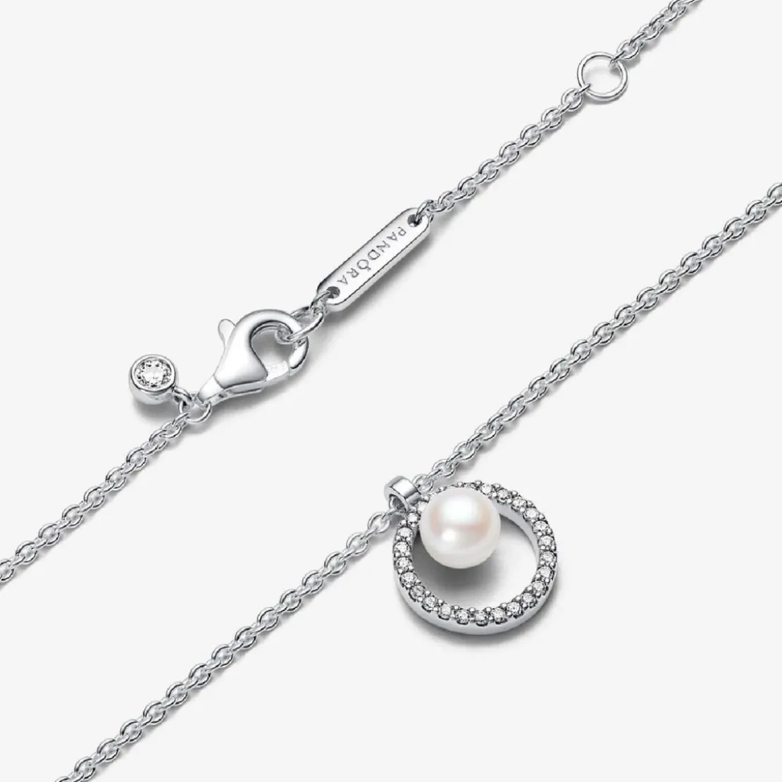PandoraCollier femme argent sterling avec perle blanche et zircone Pandora Timeless
