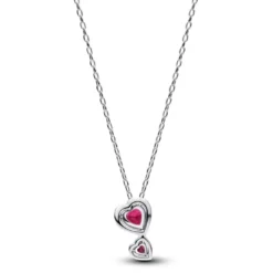PandoraCollier à Pendentif Cœurs Halo Rouge