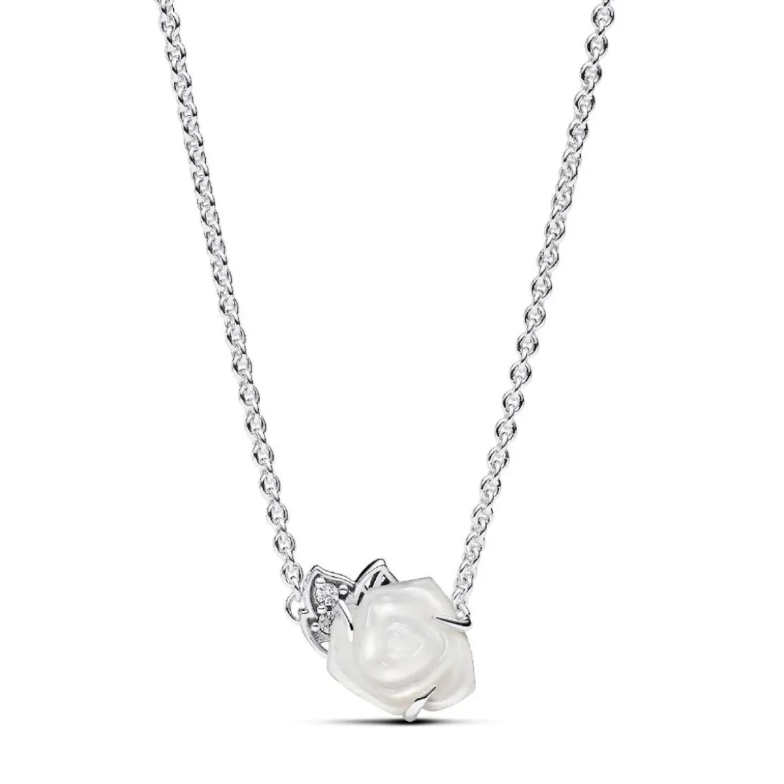 PandoraCollier Rose Épanouie Blanche
