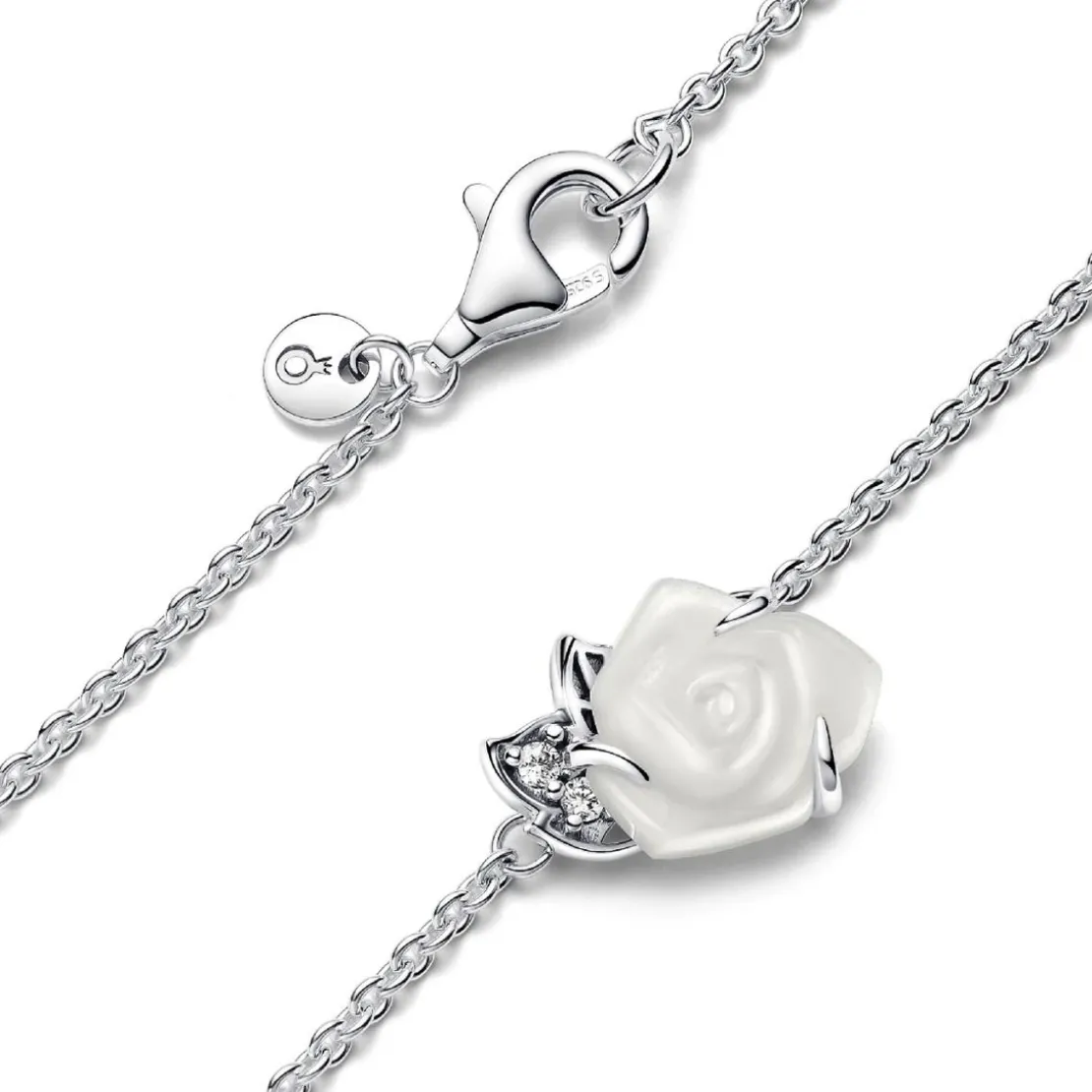PandoraCollier Rose Épanouie Blanche