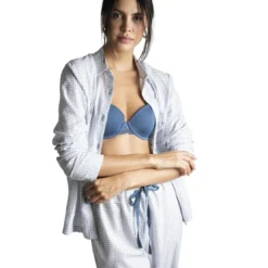 PassionataAudrey - Haut de pyjama manches longues bleu en coton