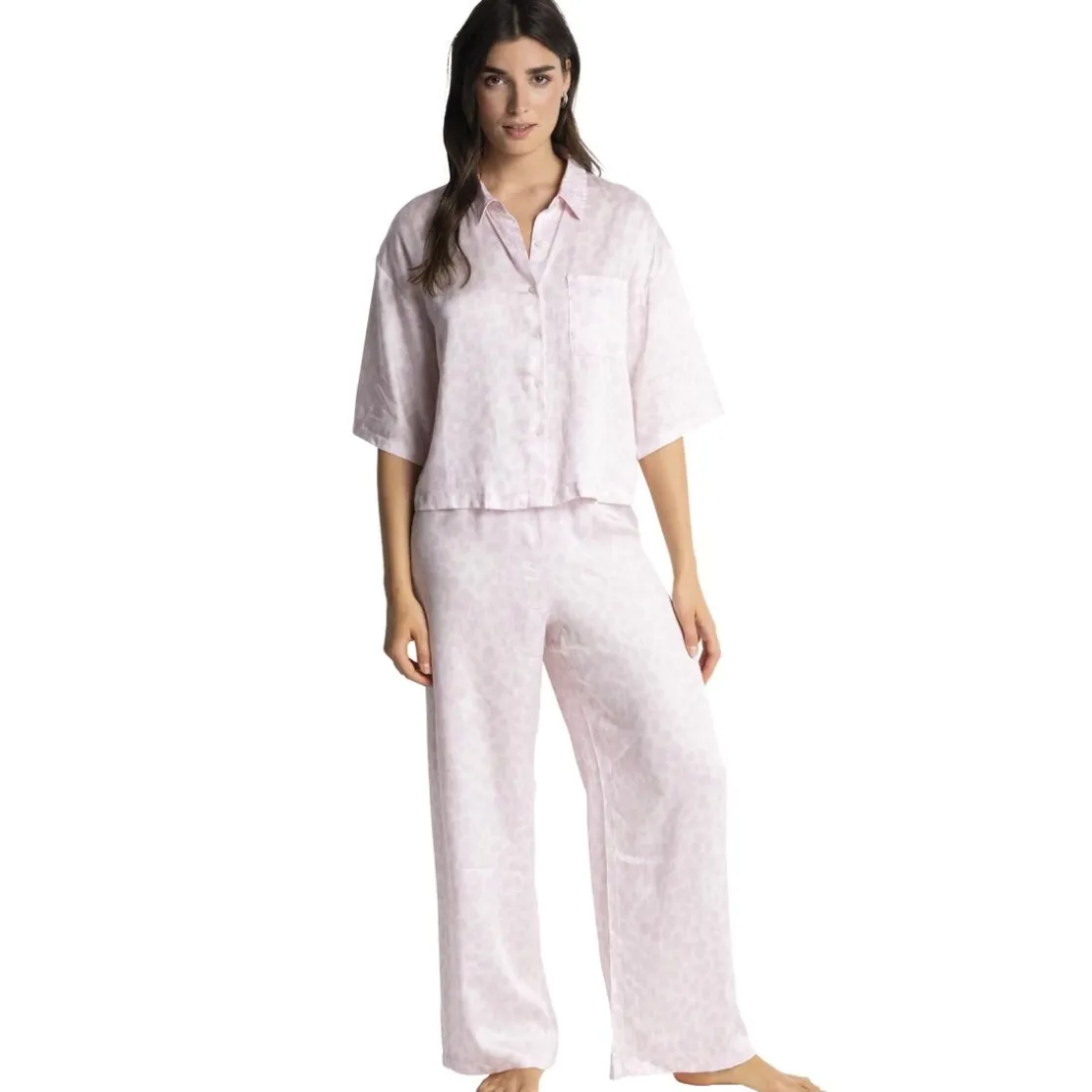 PassionataChloé - Haut de pyjama manches trois quart rose