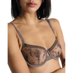 PassionataSoutien-gorge corbeille en tulle transparent - Gris- Suzy