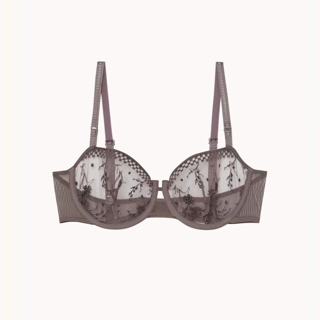 PassionataSoutien-gorge corbeille en tulle transparent - Gris- Suzy