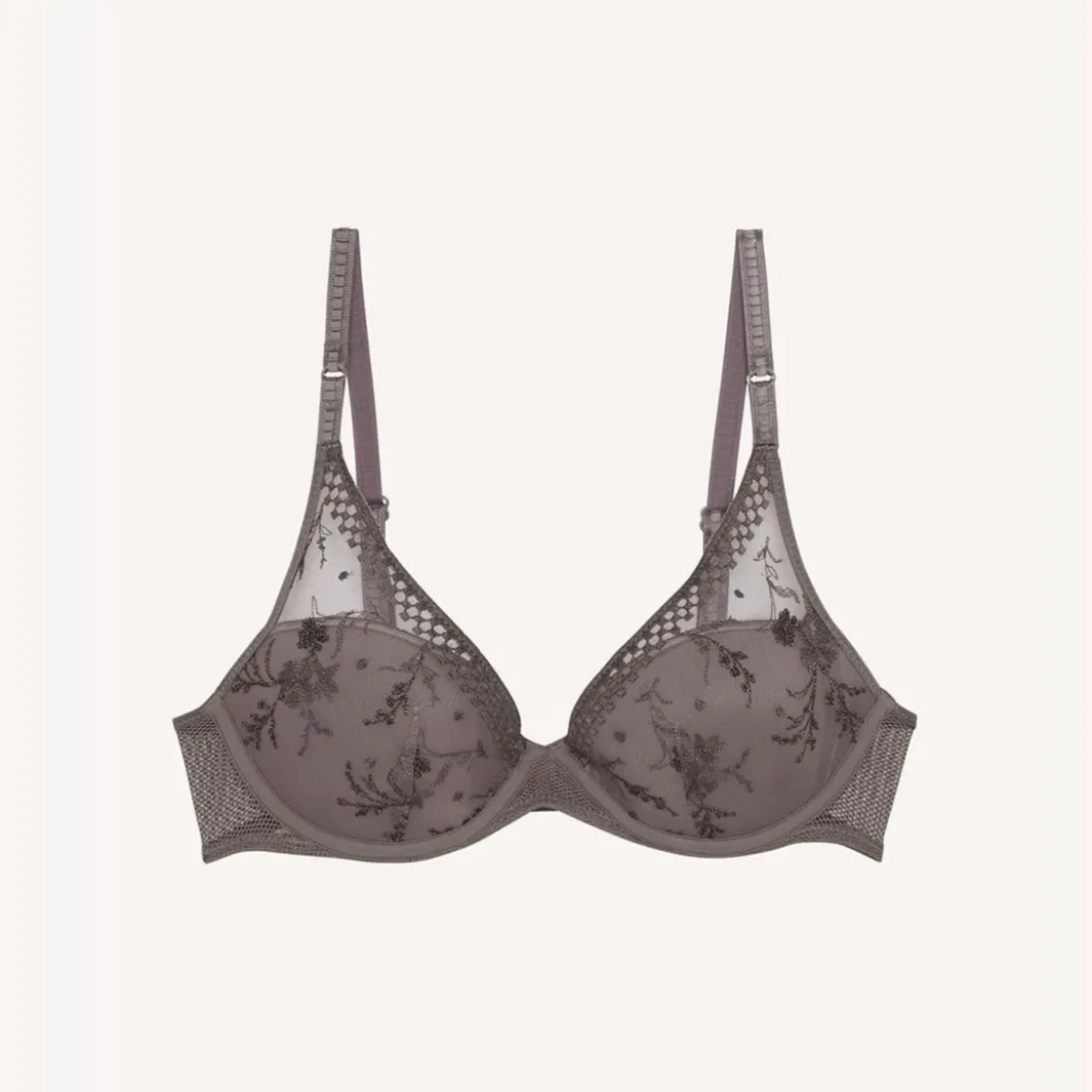 PassionataSoutien-gorge plongeant avec coques - Gris- Suzy