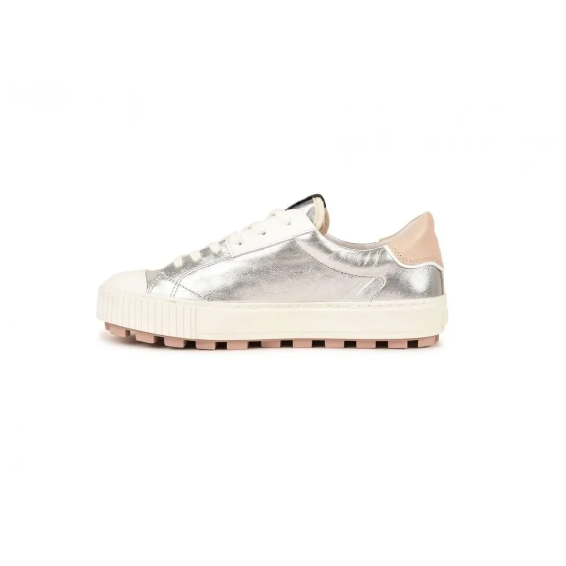 PataugasChaussure Pataugas femme tendance avec une semelle crantée épaisse - Argent en cuir