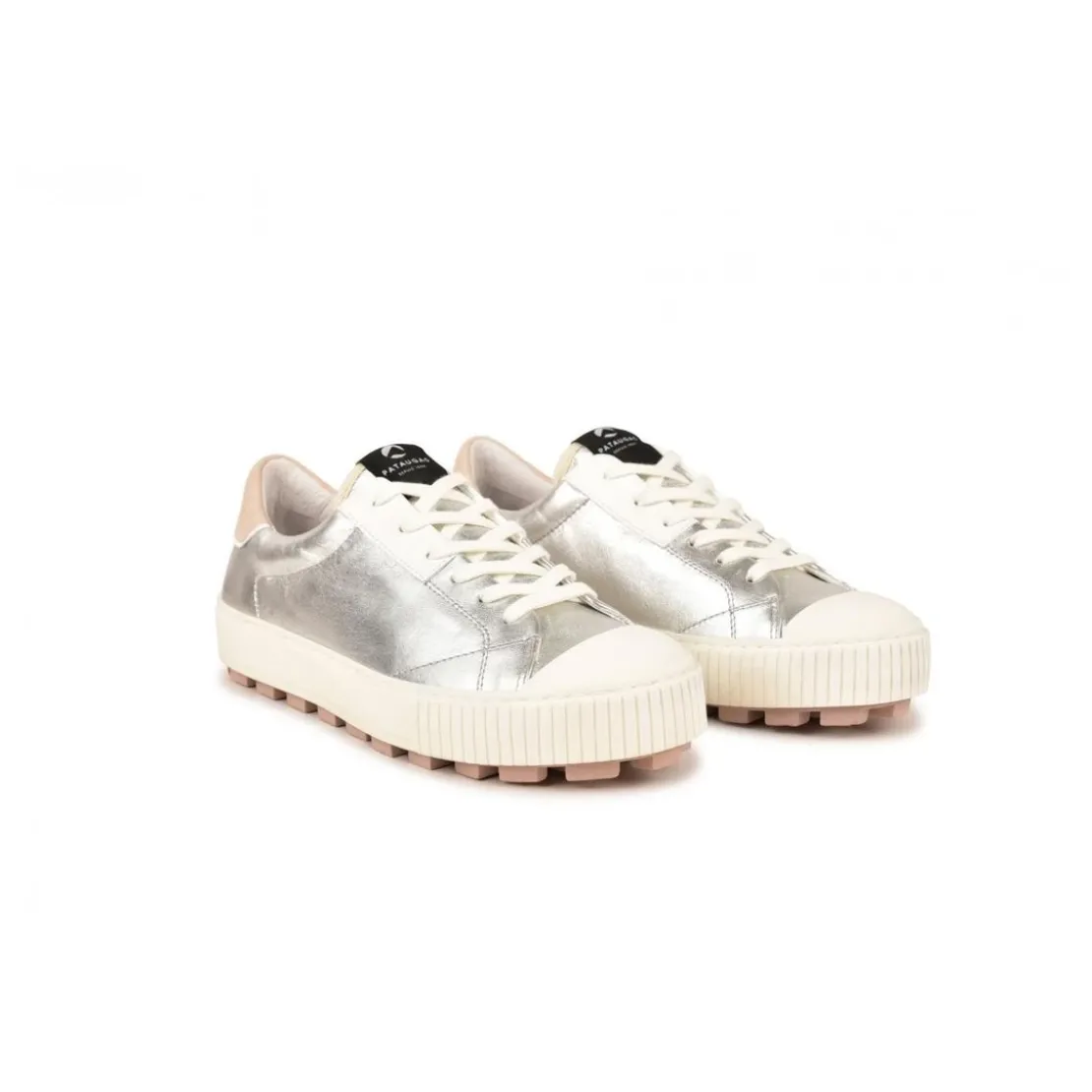 PataugasChaussure Pataugas femme tendance avec une semelle crantée épaisse - Argent en cuir