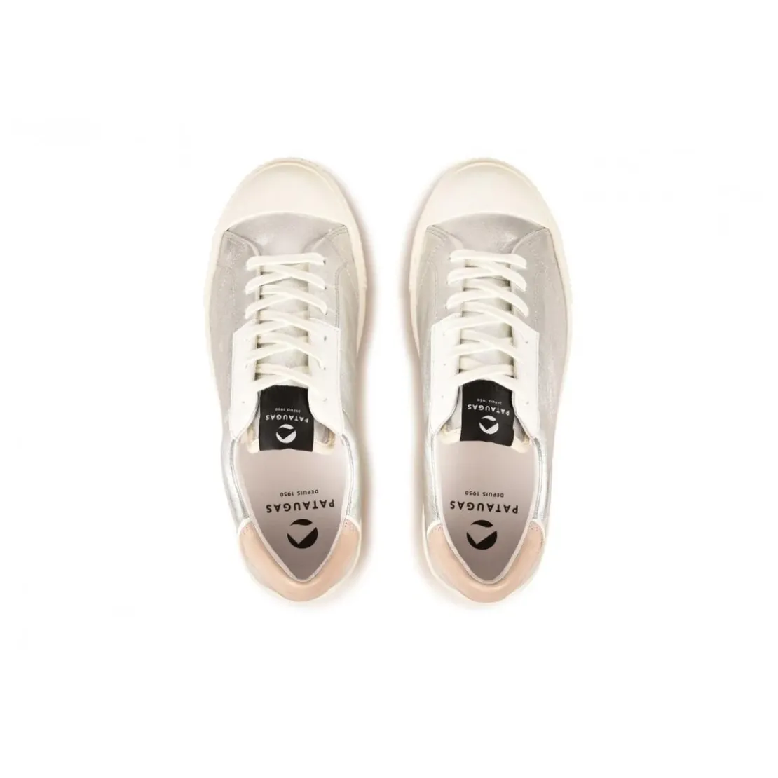 PataugasChaussure Pataugas femme tendance avec une semelle crantée épaisse - Argent en cuir