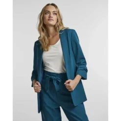 PiecesBlazer classique regular fit col à revers turquoise
