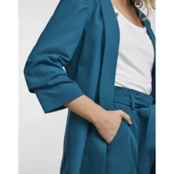 PiecesBlazer classique regular fit col à revers turquoise