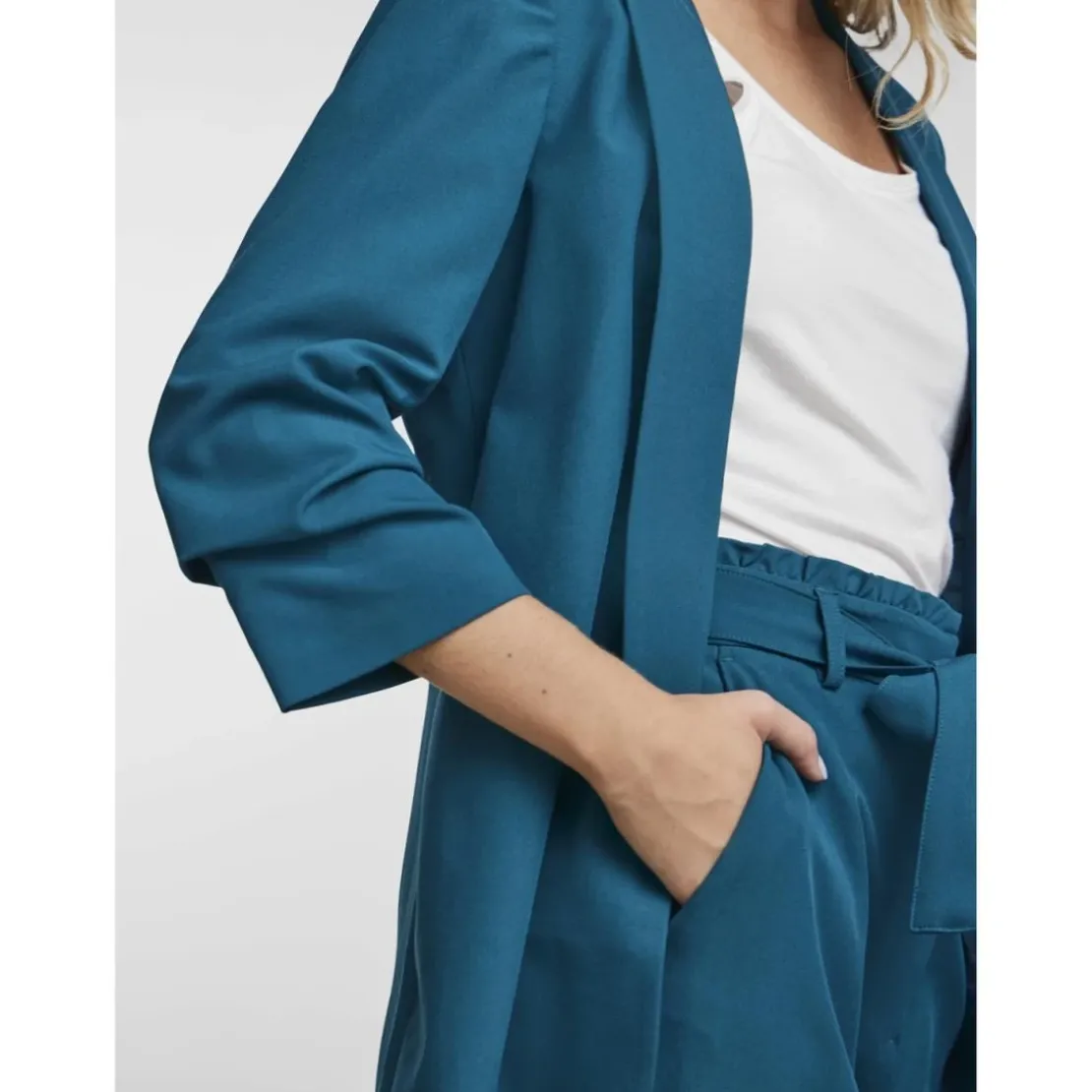 PiecesBlazer classique regular fit col à revers turquoise