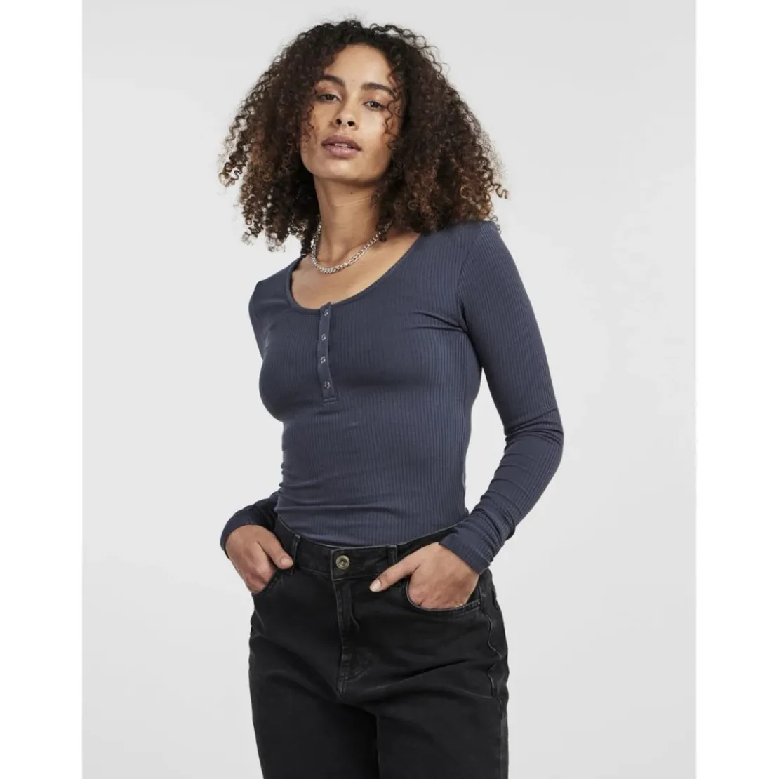 PiecesBlouse manches longues col rond bleu
